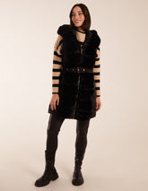Faux Fur Detail Belted Gilet