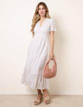 Embroidery Detail V-Neck Dress
