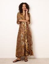 Animal Print Wide Leg Cross Over Jumpsuit
