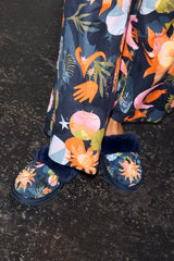 Navy Charm Mule Slippers