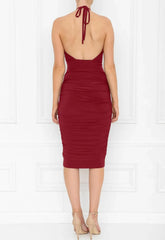 Honor Gold Erin Berry Halter Midi Dress