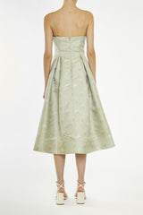 True Decadence Green Estella Floral-Jacquard Cami Skater Midi-Dress