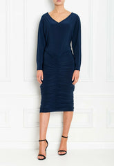 Honor Gold Navy Farrah Midi Dress