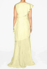 True Decadence Yellow Satin Layered Maxi Dress