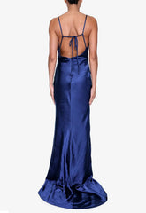 True Decadence Navy Satin Slip Maxi Dress