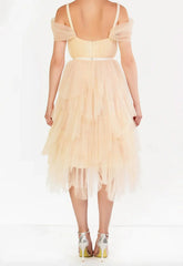True Decadence Isla Cream Pleated Petal Skirt Midi-Dress