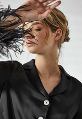 True Decadence Black Satin Trim Pajamas