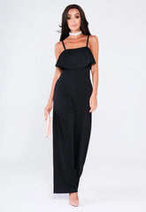 Lady Flare Black Frill Jumpsuit