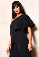 Lady Flare Black One Shoulder Jumpsuit