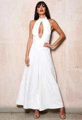 Lady Flare White Split Jumpsuit