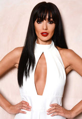 Lady Flare White Split Jumpsuit
