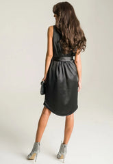 Lady Flare Black Satin Wrap Party Dress
