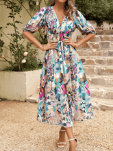 EUPHORIC MOOD FLORAL PRINTED MIDI DRESS - MULTI
