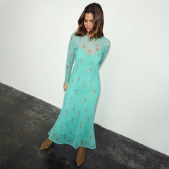 Turquoise Key Mesh Dress