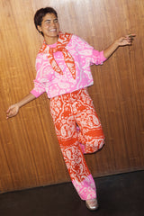 Red Bandana Wide Leg Trousers Petite