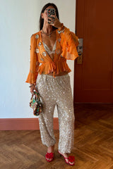 Apricot Embellished Top