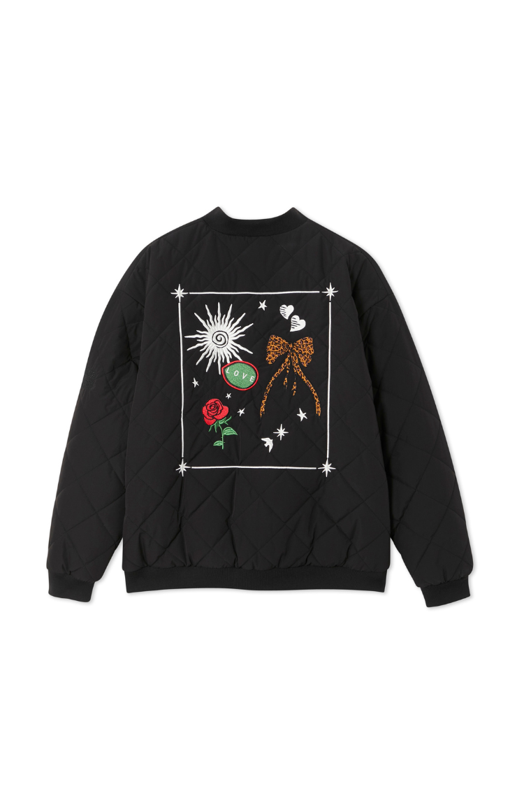 Black Nylon Bomber