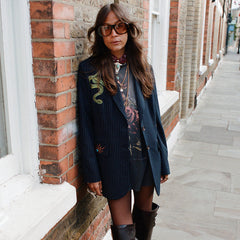 Navy Pinstripe Taylor Blazer