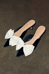 Black Velvet Bow Mules