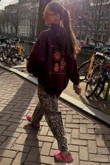 Burgundy Hoodie with Coral Embroidery