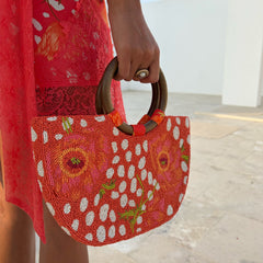 Coral Fawn Beaded Bag