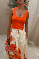 Coral Scoop Neck Rib Tank