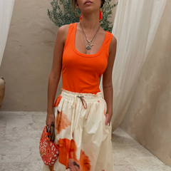 Coral Scoop Neck Rib Tank