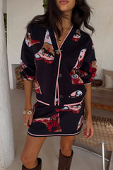 Navy Cowboy Boots Cardigan