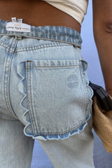 Scallop Detail Straight Leg Jeans