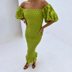 Olive Jojo Dress with Gold Fleck