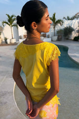 Yellow Lace Insert Top