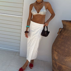 White Linen Jaspre Skirt