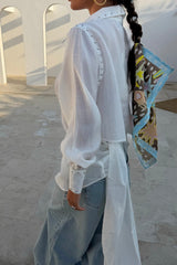 White Studded Tie Back Shirt