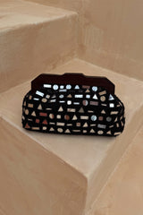 Black Beaded Mirror Bag