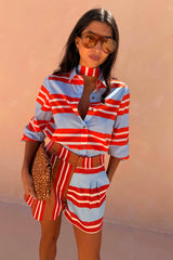 Multi Stripe Tie Shirt
