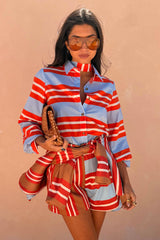 Multi Stripe Tie Shirt