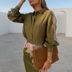 Olive & Pink Lace Marley Shirt