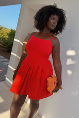 Red Broderie Mini Lola Dress