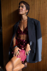 Burgundy Large Sequin Mini Maeva Skirt