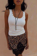 White Studded Rib Vest