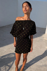Black Plisse Mini Tilly Dress