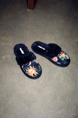 Navy Charm Mule Slippers
