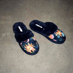 Navy Charm Mule Slippers