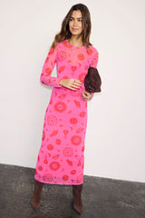 Pink and Red Morocco Mesh Dress