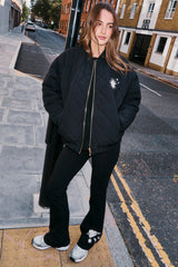 Black Nylon Bomber