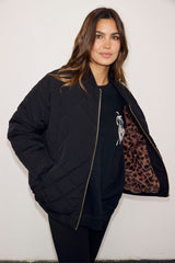 Black Nylon Bomber