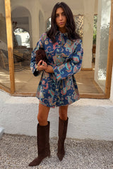Denim Paisley Belted Shacket