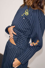 Navy Pinstripe Barrel Sweatshirt