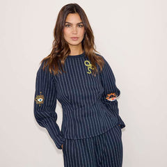 Navy Pinstripe Barrel Sweatshirt