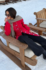 Red Ski Knit Long Cardigan